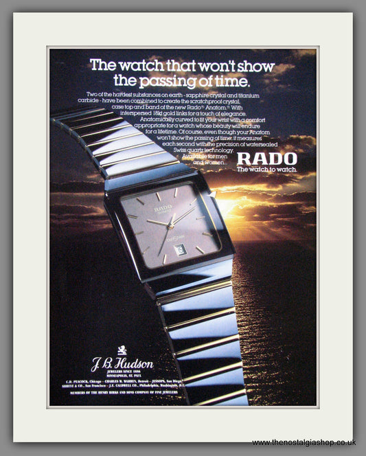 Rado Anatom Watch. Original Advert 1986 (ref AD53384)
