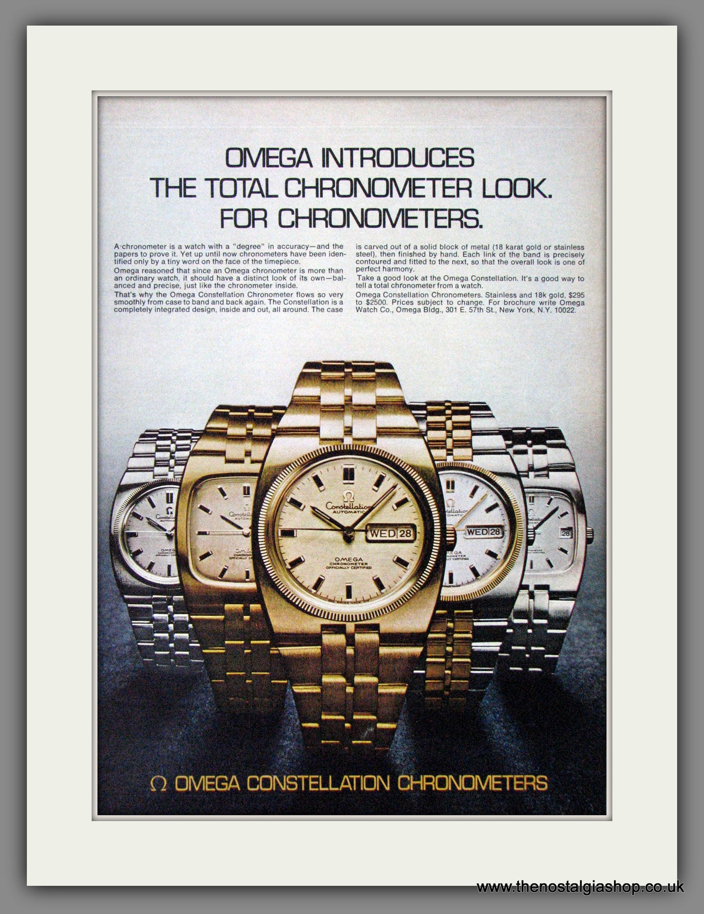 Omega Constellation Chronometer Watches. Original Advert 1974 (ref AD53391)