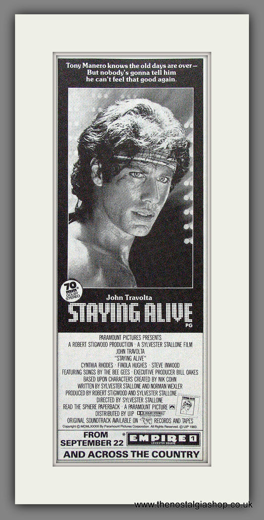 Staying Alive. John Travolta. Original Advert 1983 (ref AD53581)
