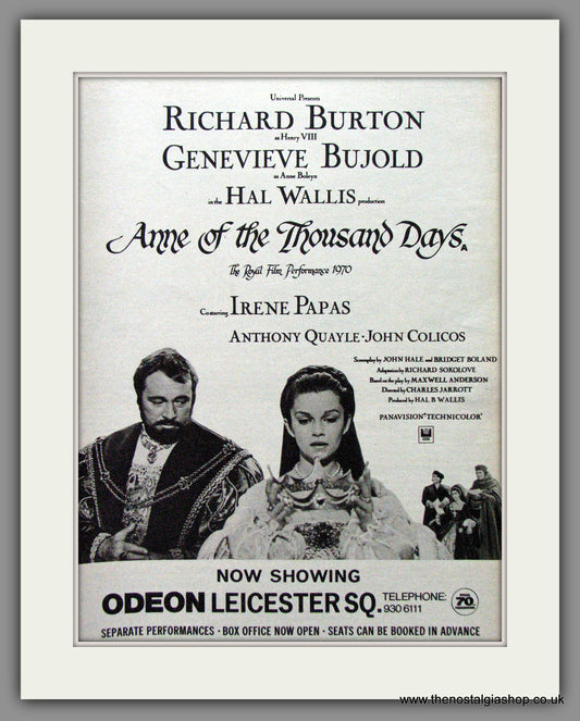 Anne Of The Thousand Days. Original Advert 1970 (ref AD53642)
