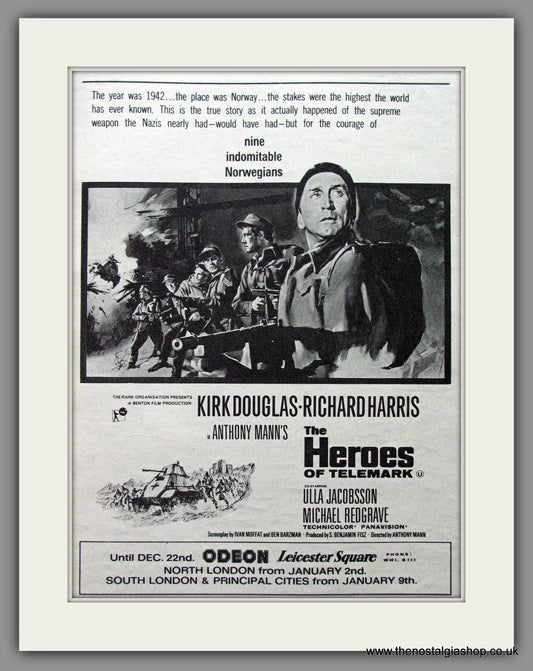 Heroes Of Telemark (The) Kirk Douglas. Original Advert 1966 (ref AD53645)