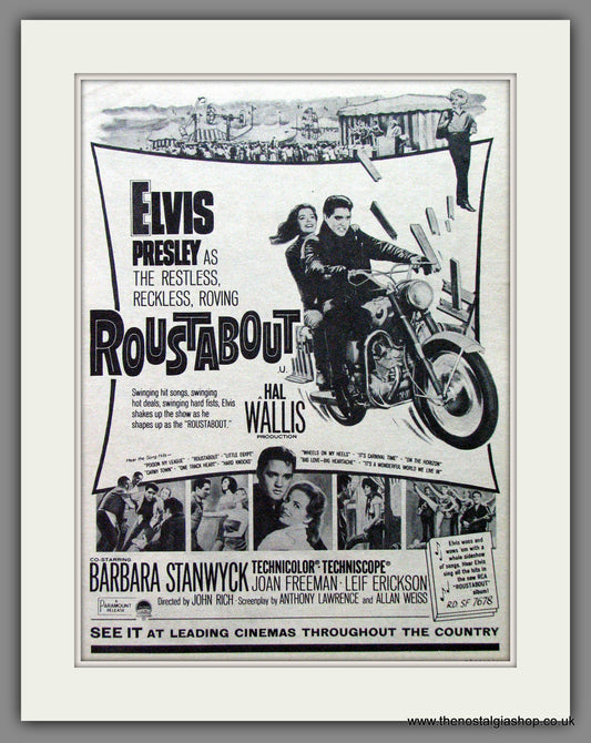 Elvis Presley. Roustabout. Barbara Stanwyck. Original Advert 1965 (ref AD53657)