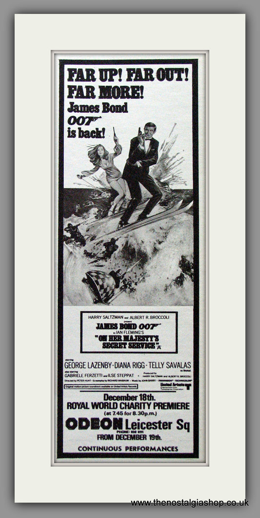 James Bond. On Her Majesty's Secret Service. 1970 Original Advert (ref AD53693)