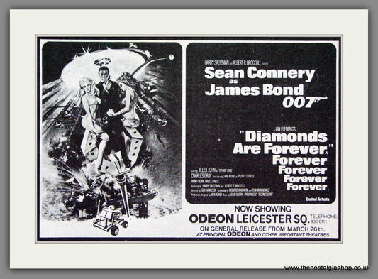 James Bond. Diamonds Are Forever. 1972 Original Advert (ref AD53696)