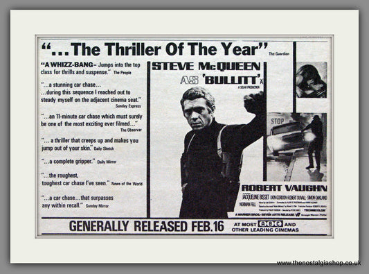 Bullitt. Steve McQueen. 1969 Original Advert (ref AD53702)