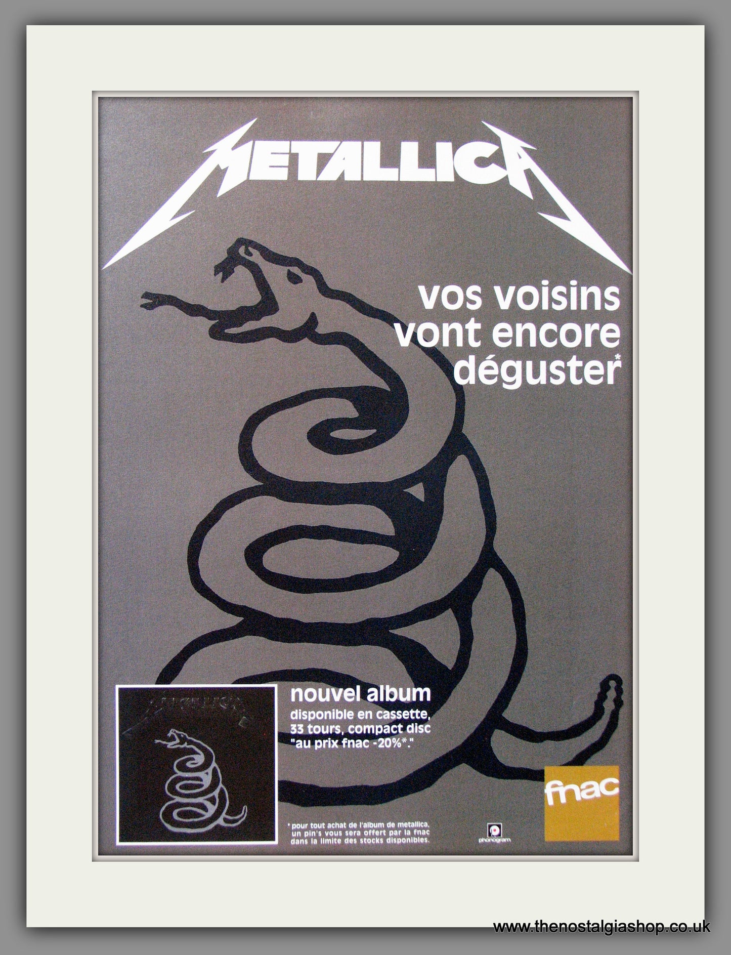 Metallica. The Black Album. Rare French Advert. 1991 Original Advert (ref AD53917)