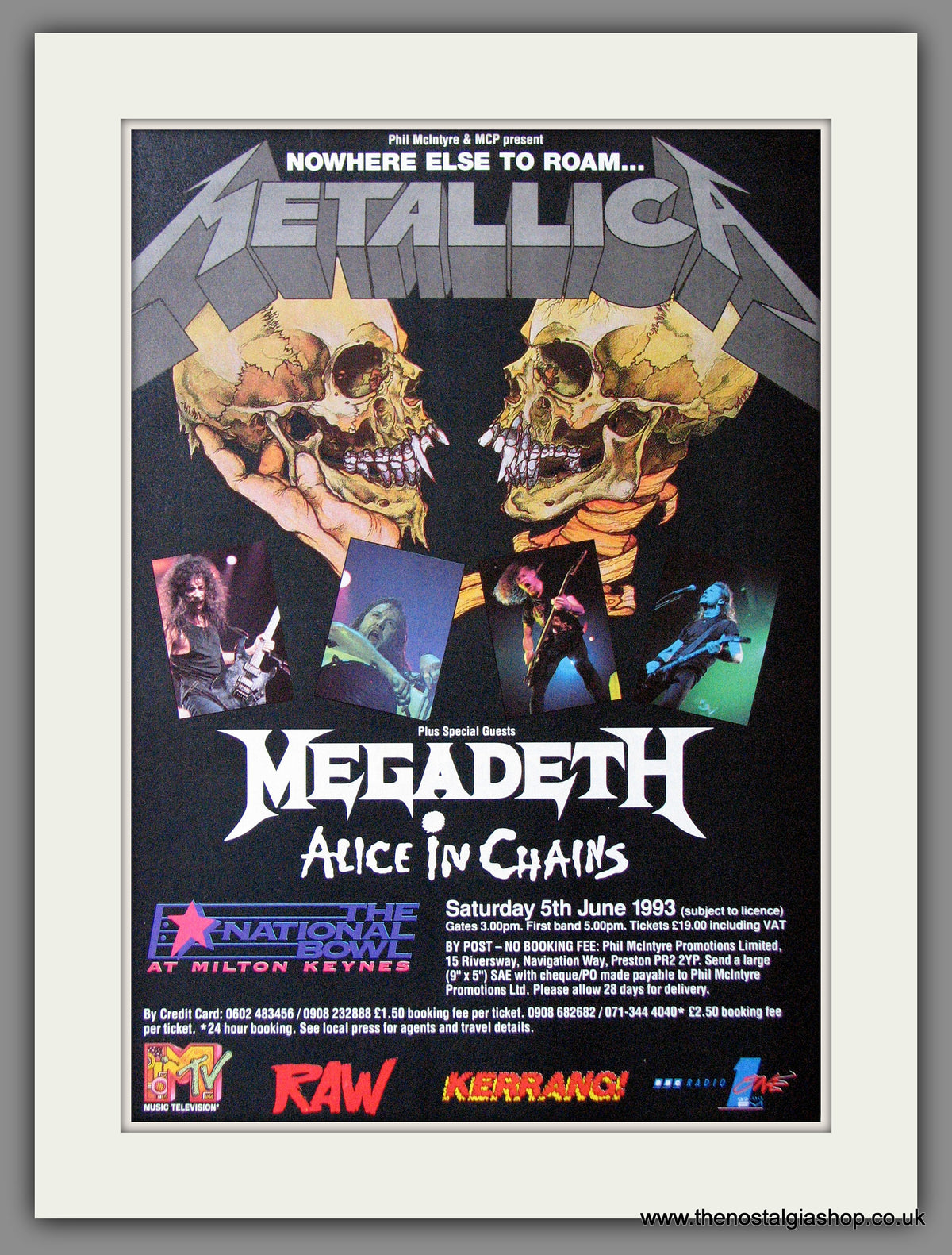 Metallica. Nowhere Else To Roam. Milton Keynes. 1993 Original 