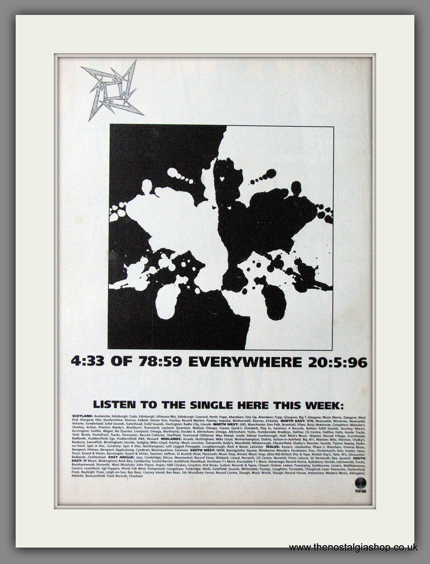 Metallica. Until It Sleeps. 1996 Original Advert (ref AD53955)