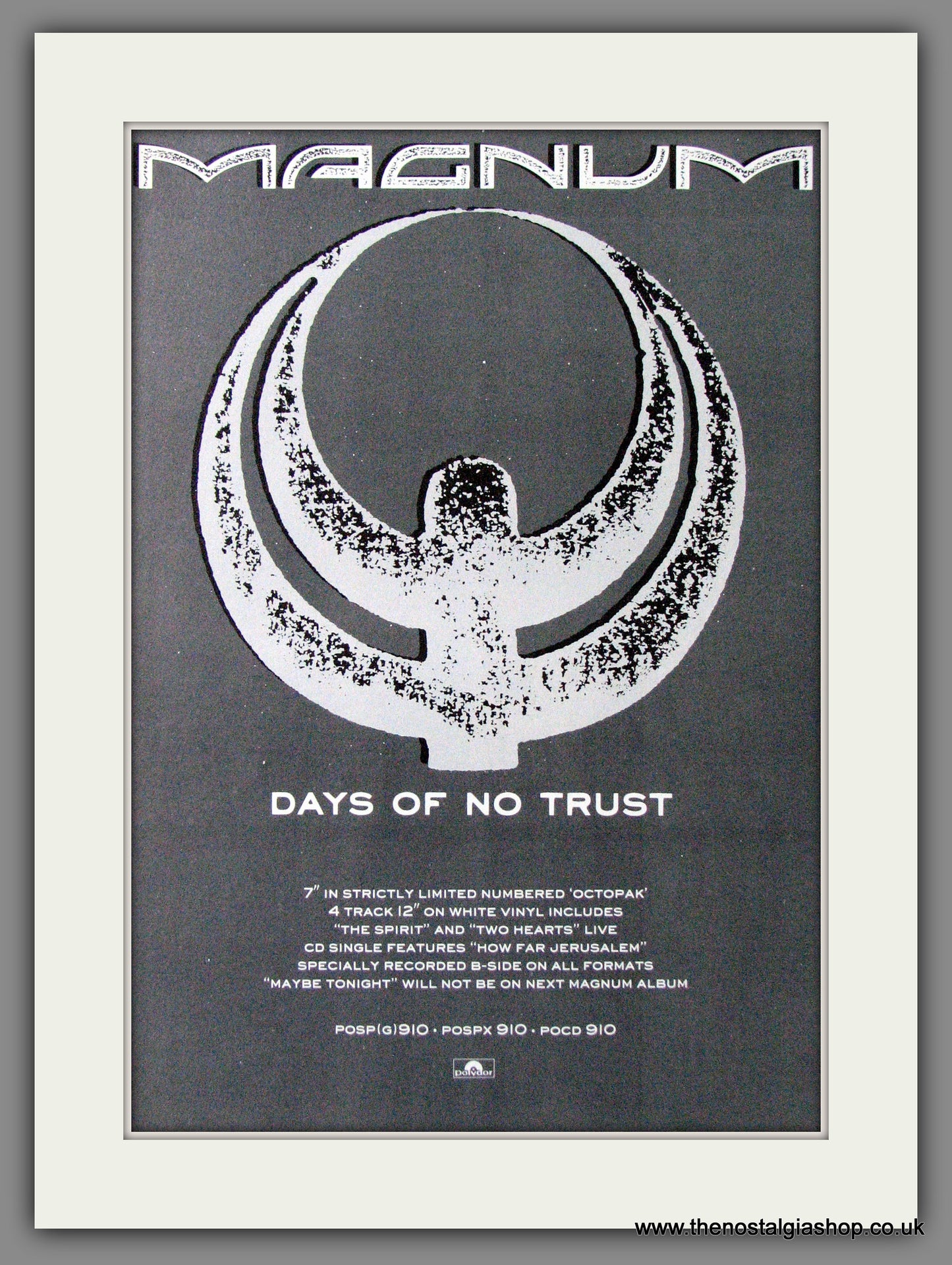 Magnum. Days Of No Trust. 1988 Original Advert (ref AD53963)