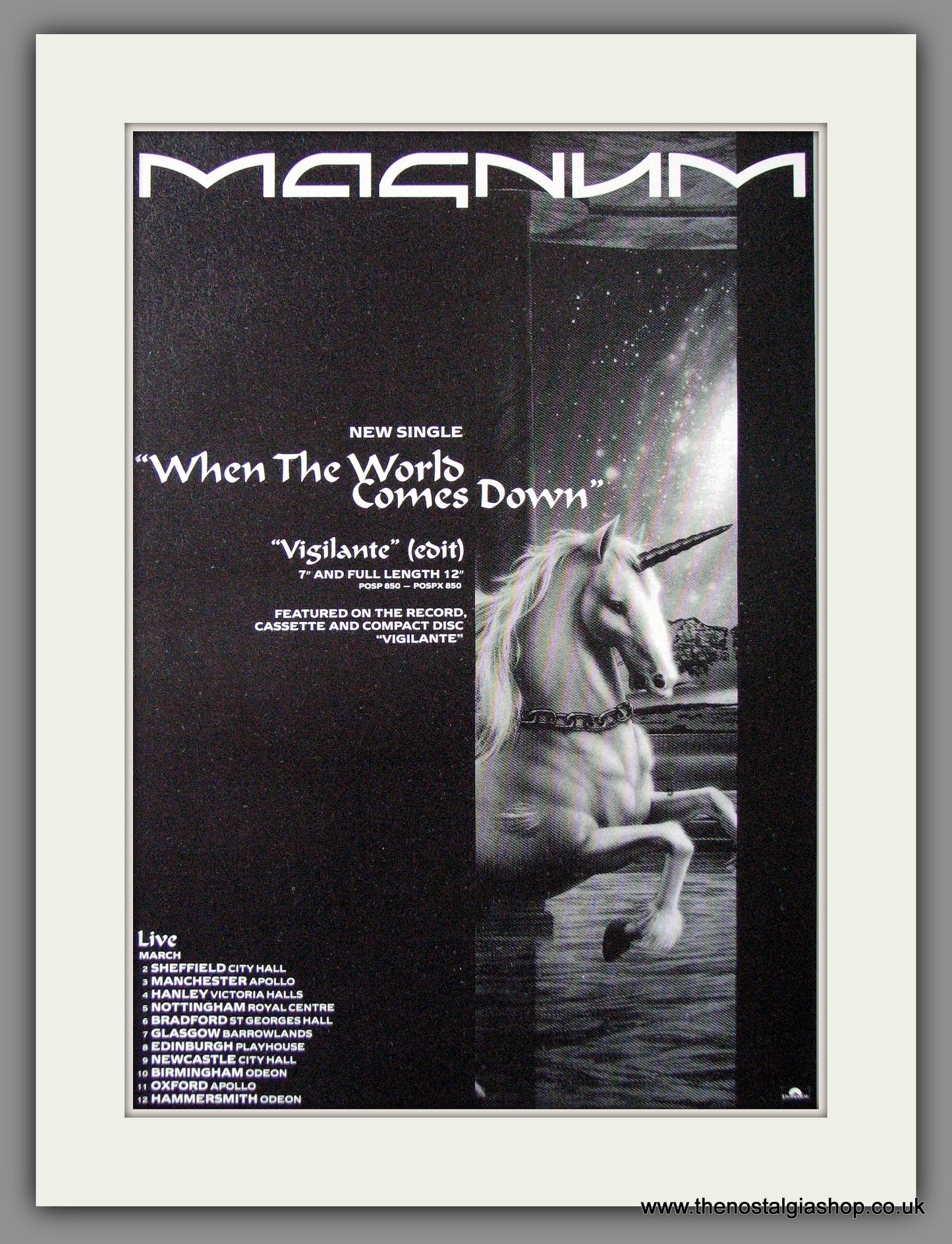 Magnum. When The World Comes Down. 1987 Original Advert (ref AD53964)