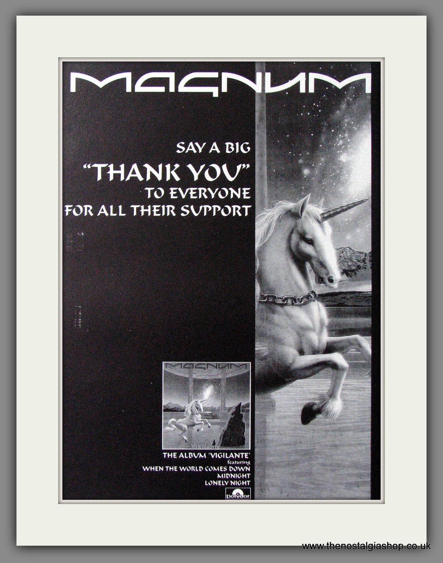 Magnum. Vigilante, and Thank You. 1987 Original Advert (ref AD53970)