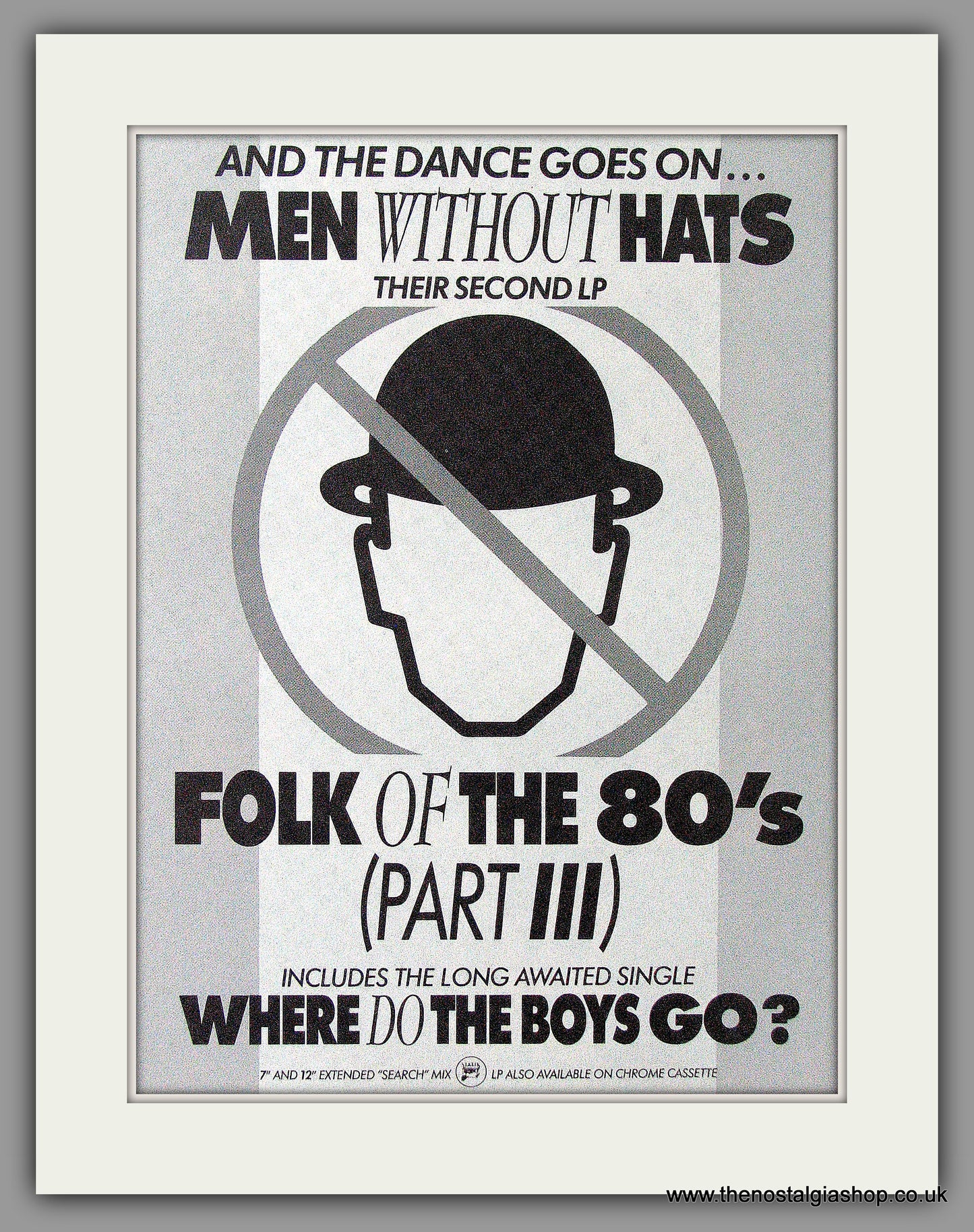Men Without Hats. Folk Of The 80's Part III. 1984 Original Advert (ref AD54063)