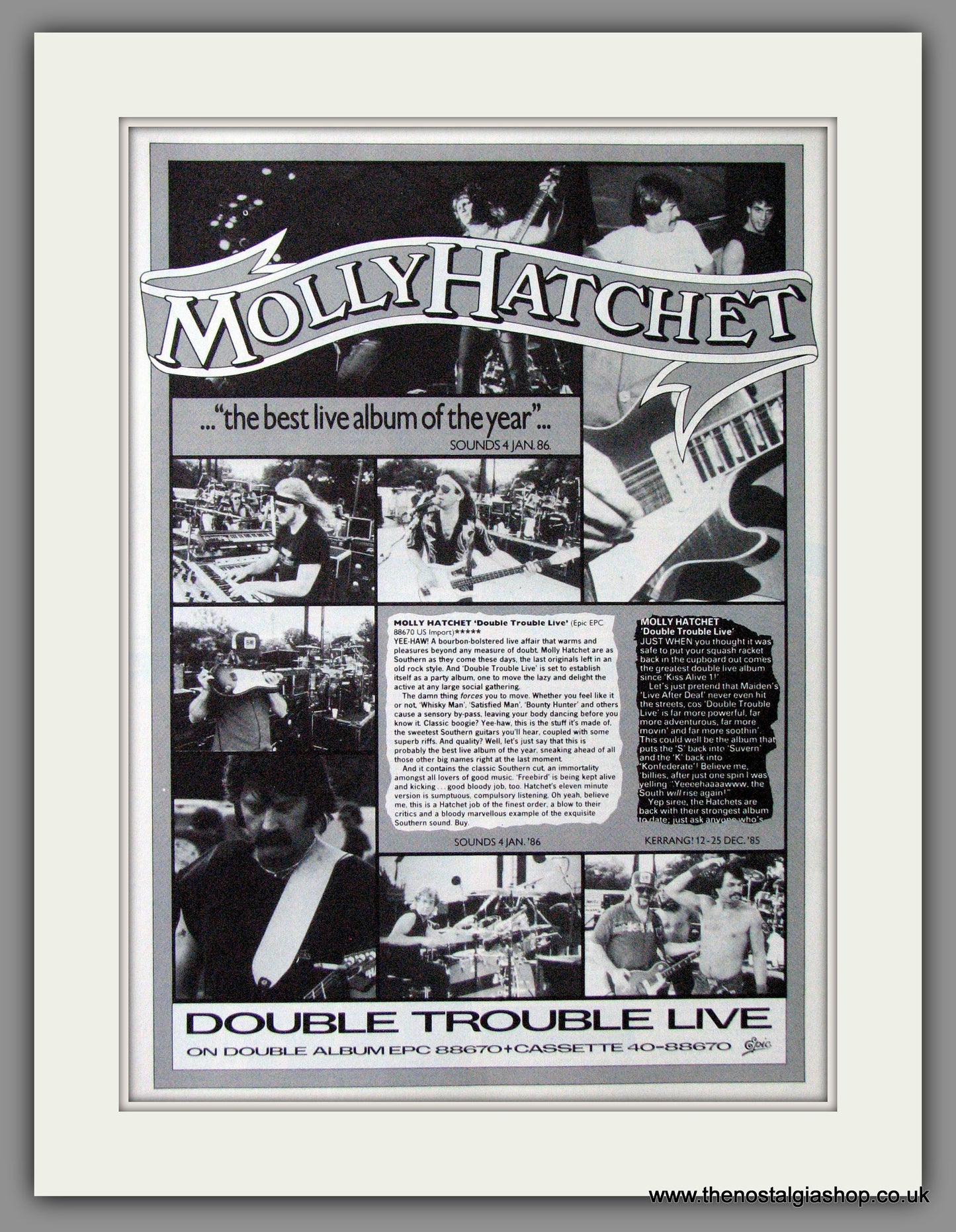 Molly Hatchet. Double Trouble Live. 1986 Original Advert (ref AD54068)