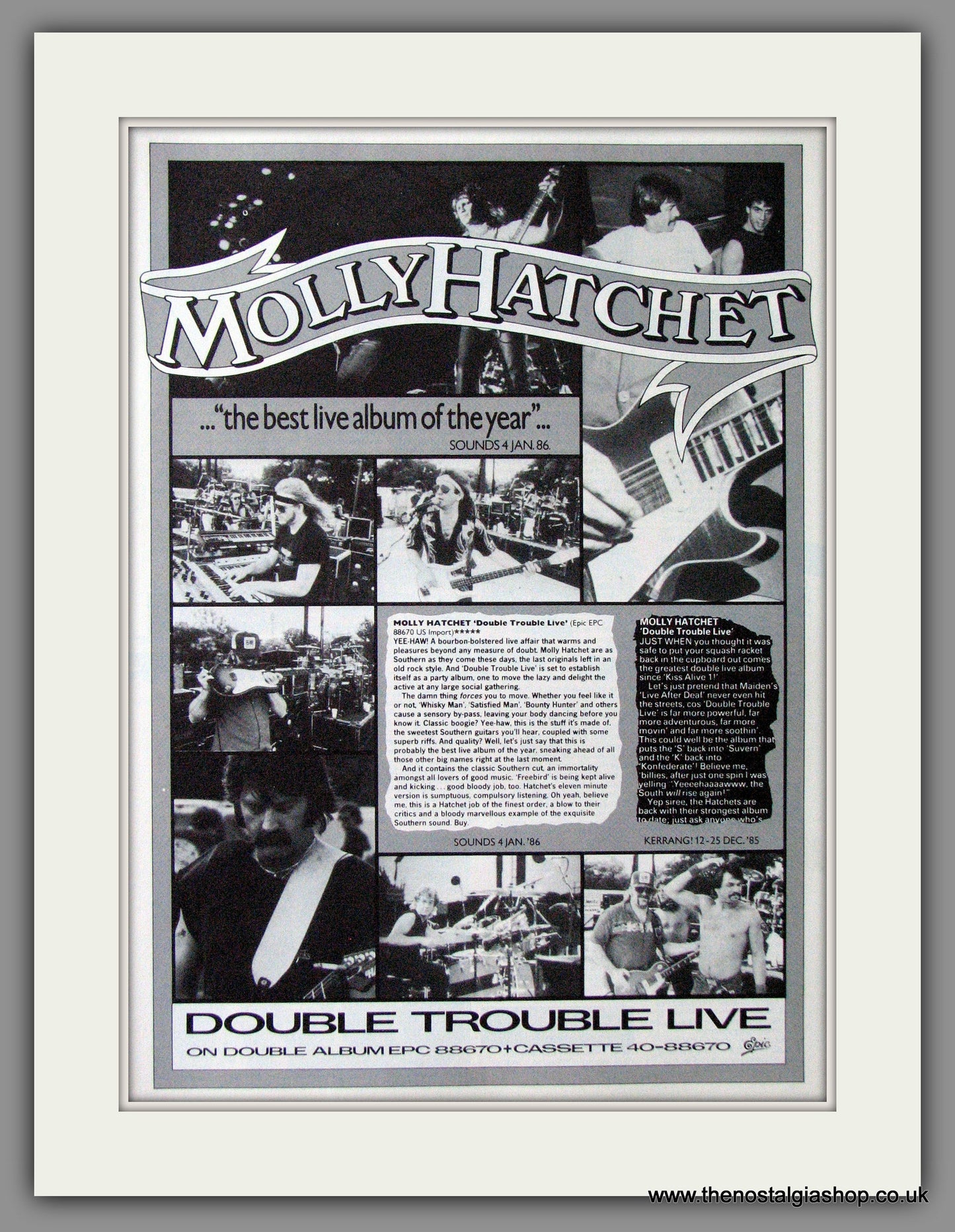 Molly Hatchet. Double Trouble Live. 1986 Large Original Advert (ref AD15056)