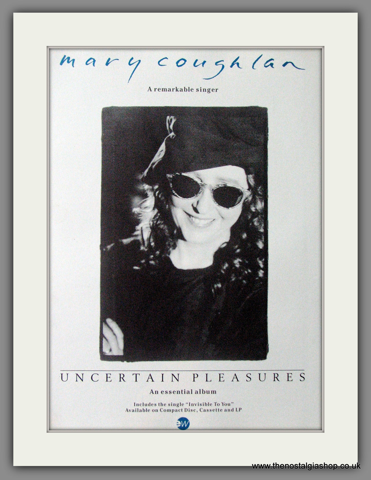 Mary Coughlan. Uncertain Pleasures. 1990 Original Advert (ref AD54072)