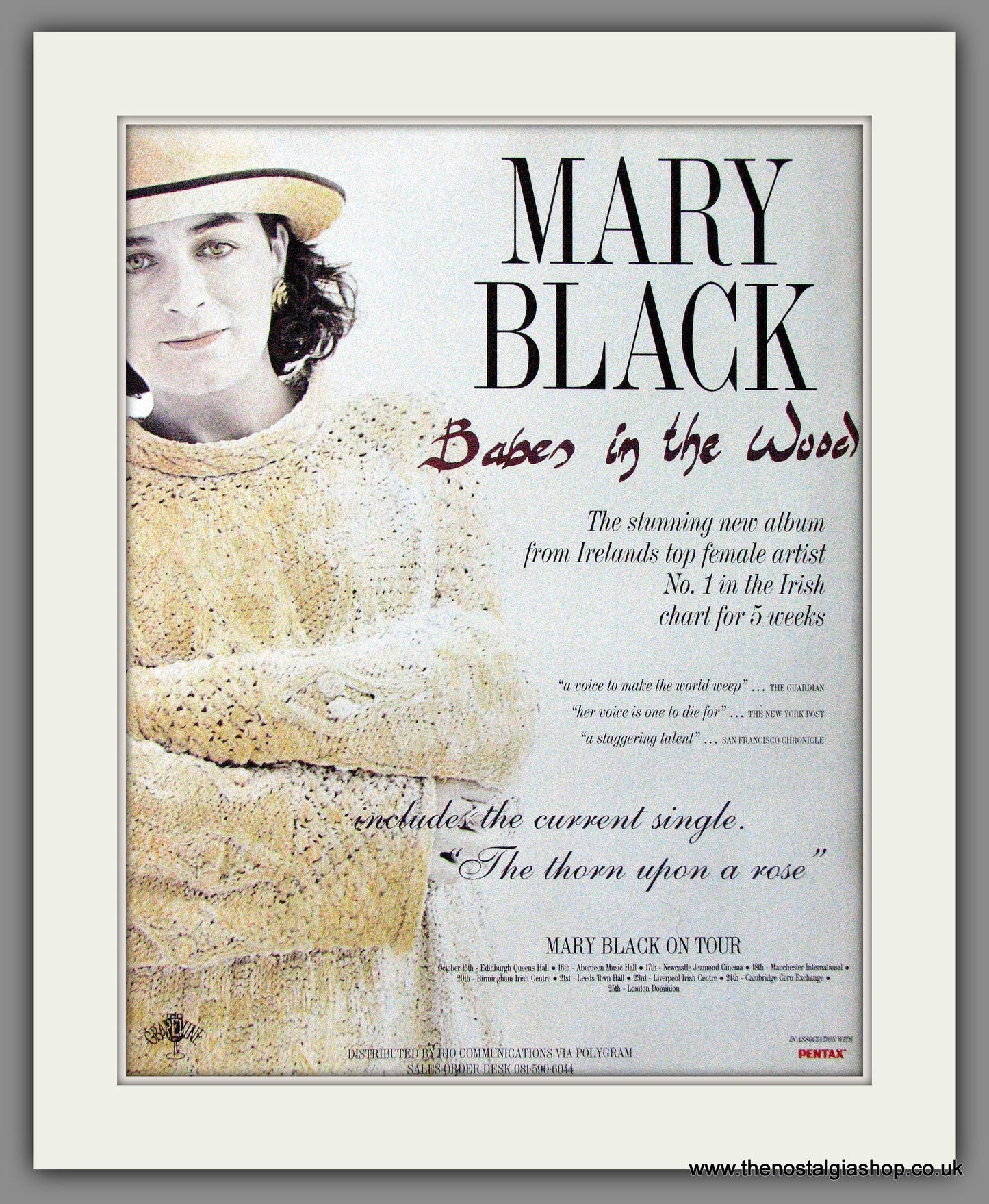 Mary Black. Babes In The Wood. 1991 Original Advert (ref AD54113)