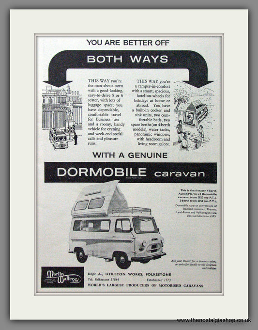Dormobile Caravan. 1962 Original Advert (ref AD53849)