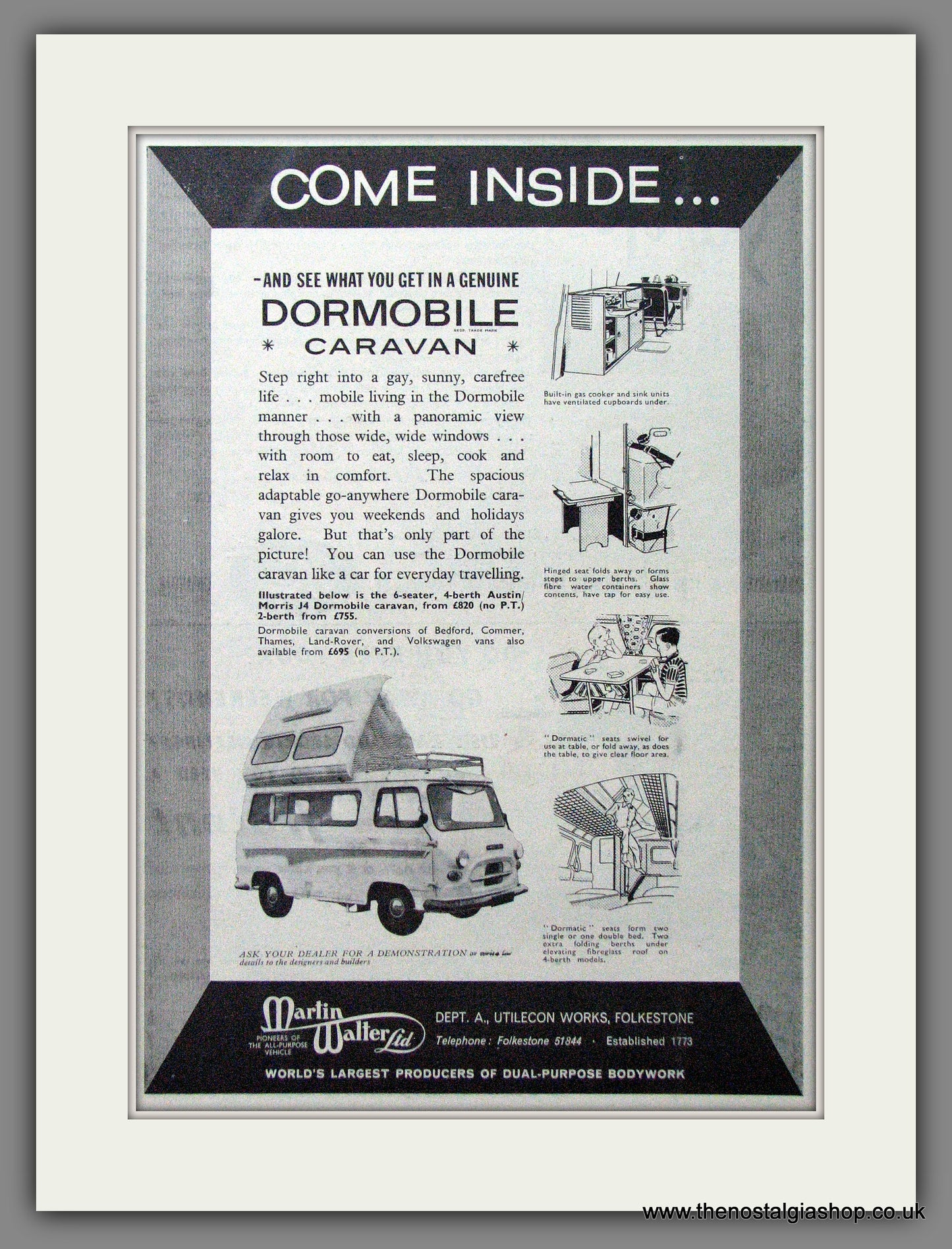 Dormobile Caravan. 1962 Original Advert (ref AD53852)