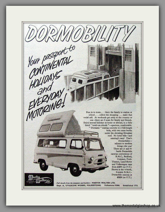 Dormobile Caravan. 1962 Original Advert (ref AD53853)