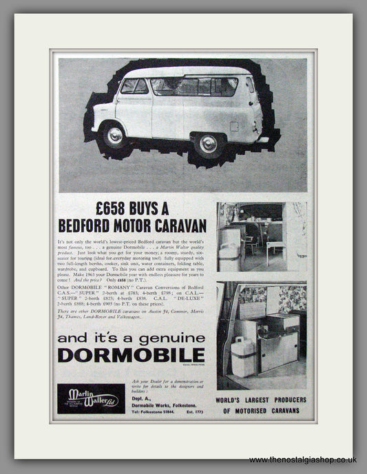 Dormobile Caravan. 1963 Original Advert (ref AD53870)