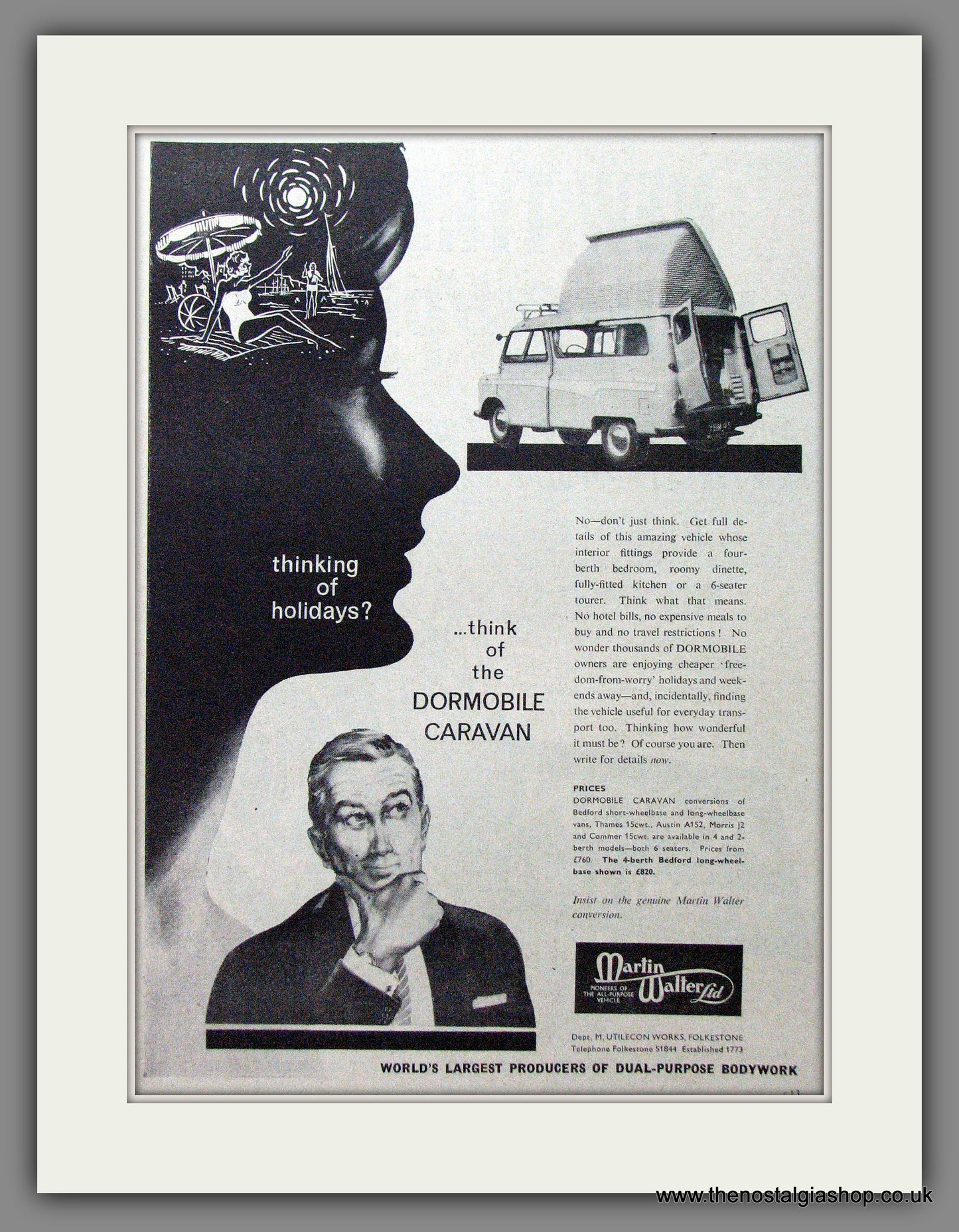 Dormobile Caravan. Bedford. 1960 Original Advert (ref AD53873)