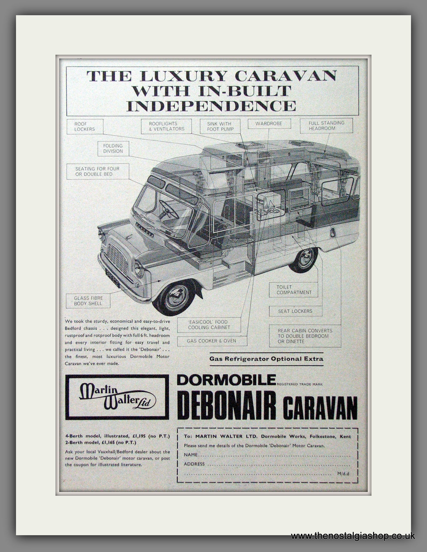 Dormobile Debonair Caravan original advert 1965 (ref AD328)