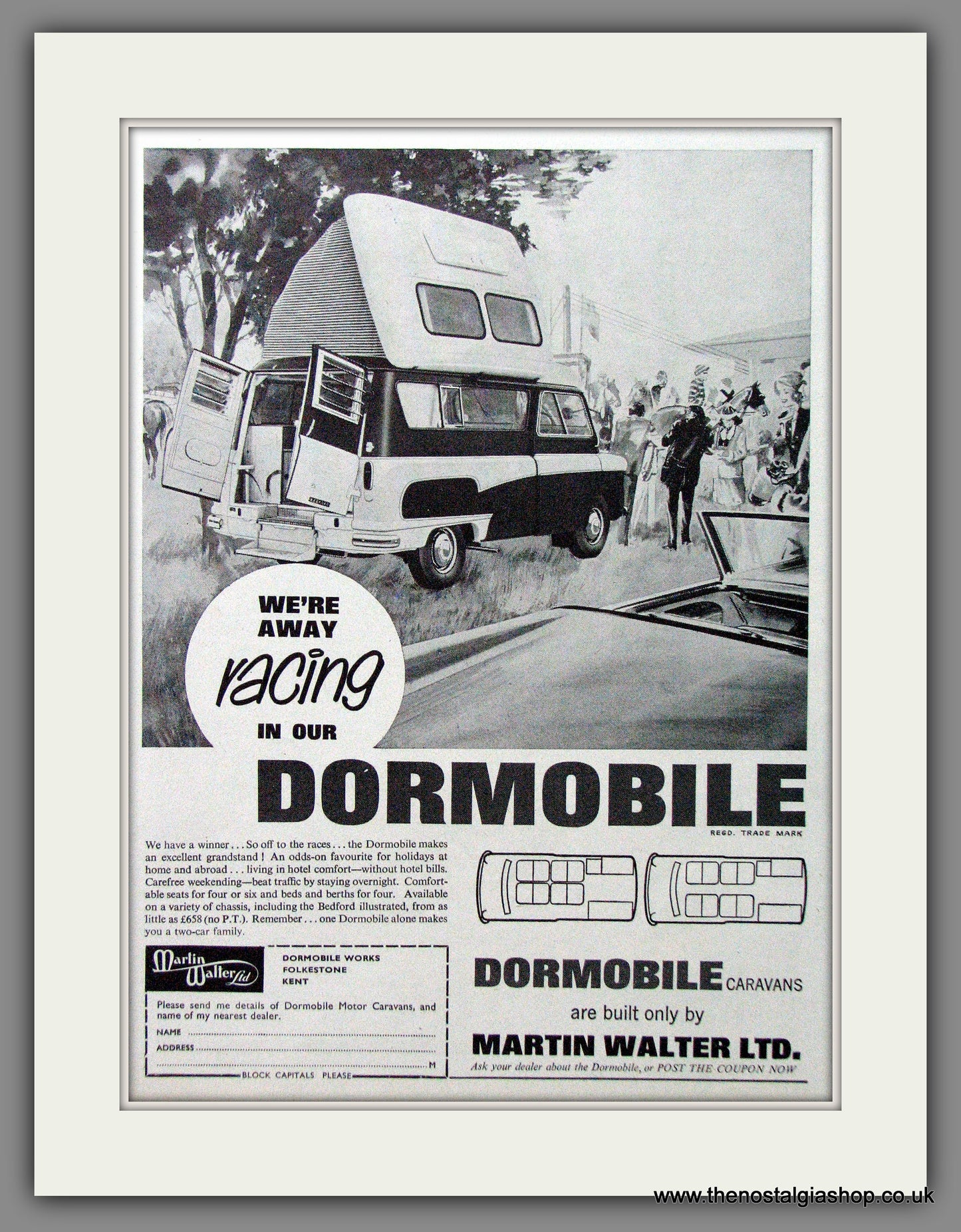 Dormobile Caravan. Going Racing! 1964 Original Advert (ref AD53880)