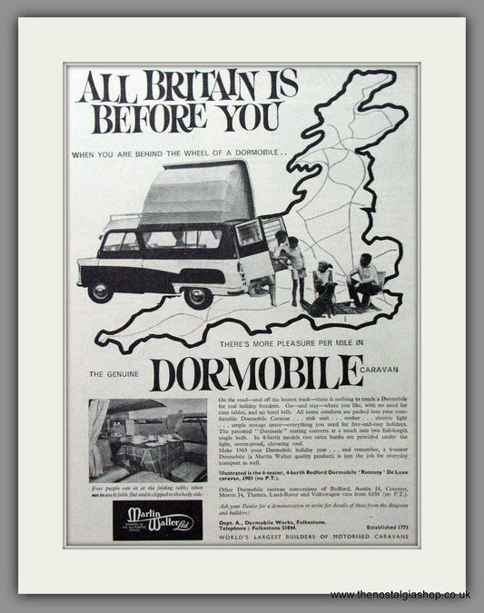 Dormobile Caravan. Bedford Romany De Luxe. 1963 Original Advert (ref AD53882)