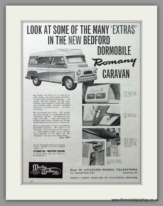 Dormobile Caravan. Bedford Romany. 1960 Original Advert (ref AD53883)