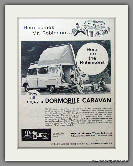 Dormobile Romany De Luxe Caravan. 1962 Original Advert (ref AD53885)