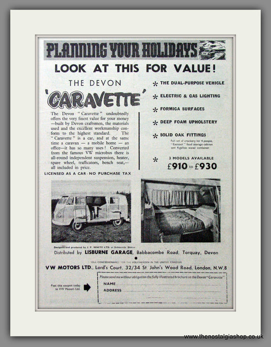 Volkswagen Devon Caravette. 1960 Original Advert (ref AD53897)