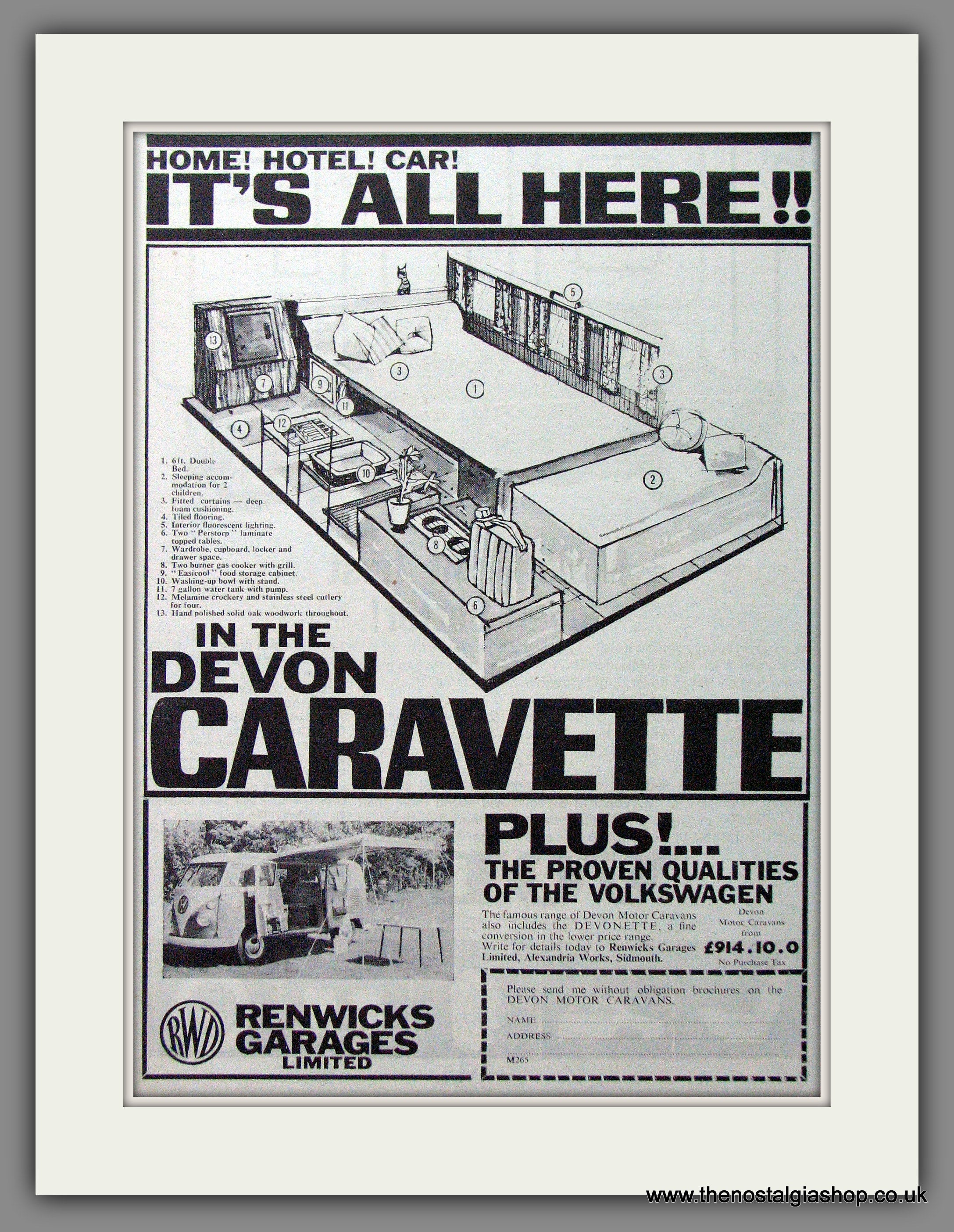Volkswagen Devon Caravette. 1965 Original Advert (ref AD53904) – The ...