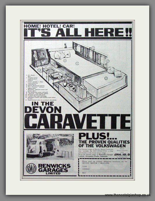 Volkswagen Devon Caravette. 1965 Original Advert (ref AD53904)