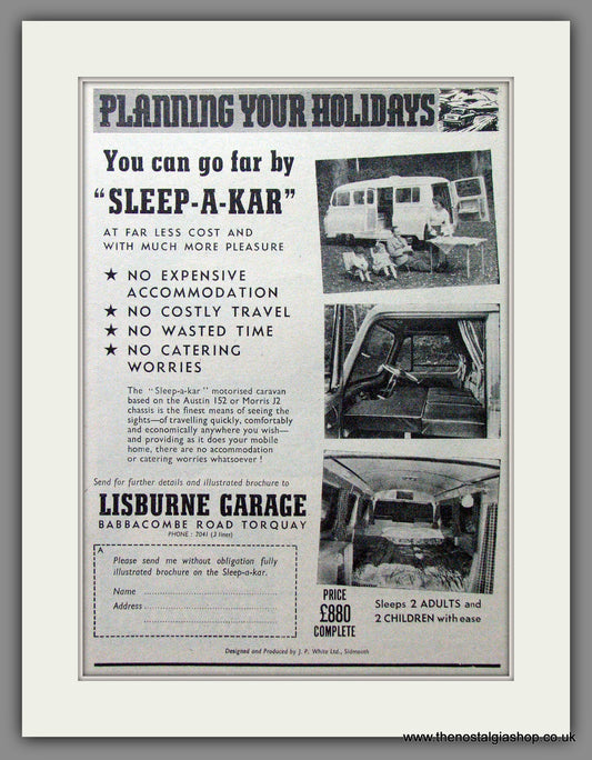 Sleep-A-Kar Motorised Caravan. 1960 Original Advert (ref AD53983)