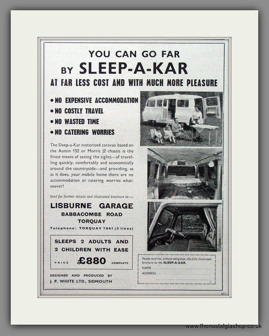 Sleep-A-Kar Motorised Caravan. 1960 Original Advert (ref AD53984)