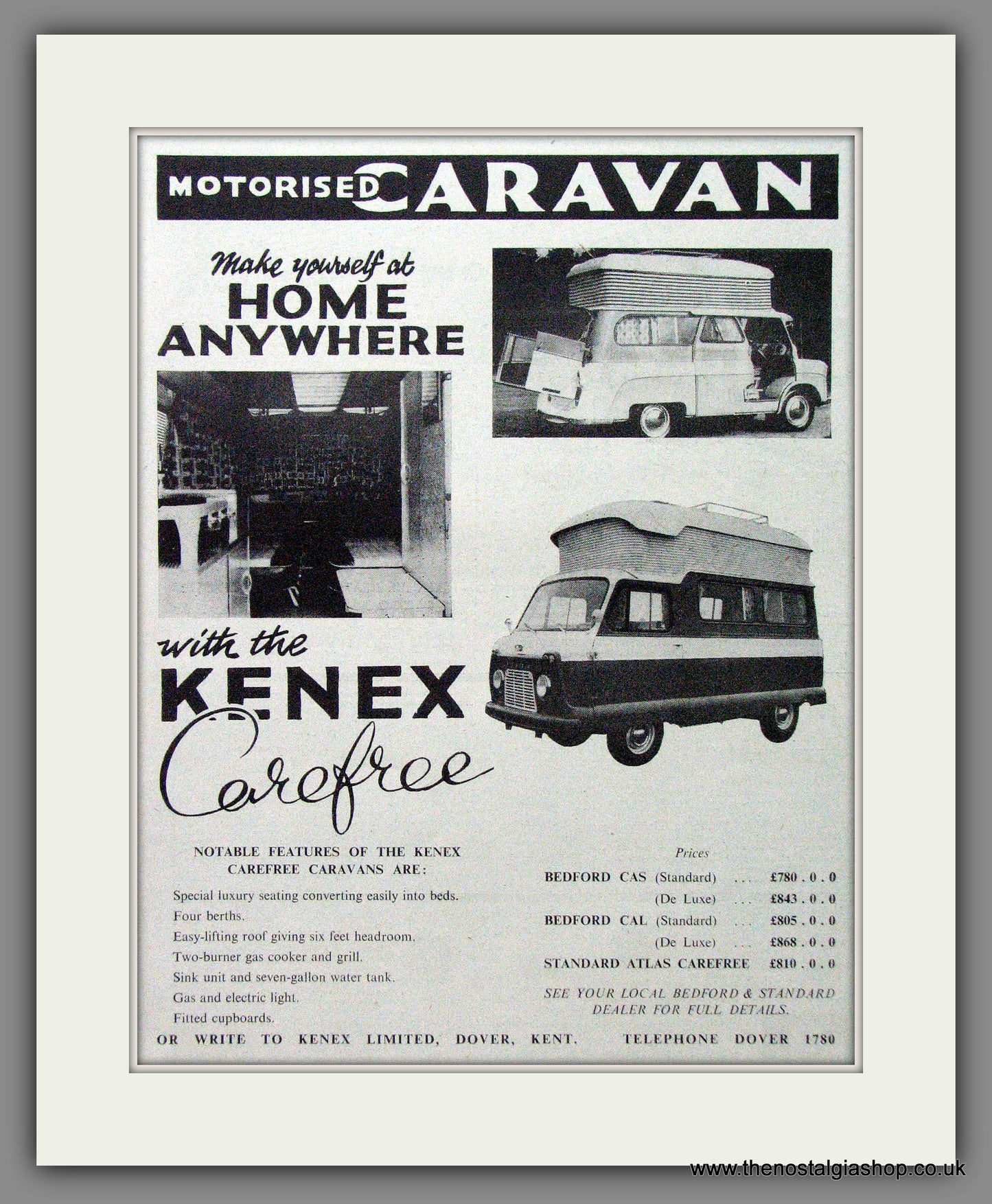Kenex Carefree Moto-Caravan. 1960 Original Advert (ref AD53988)