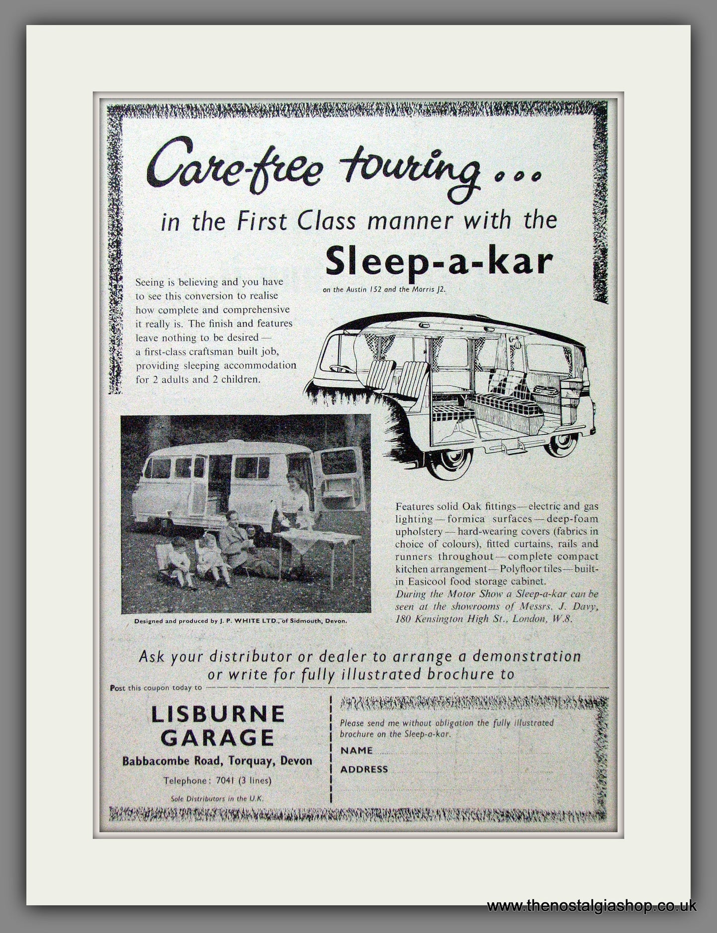 Sleep-A-Kar Motorised Caravan. 1959 Original Advert (ref AD53985)