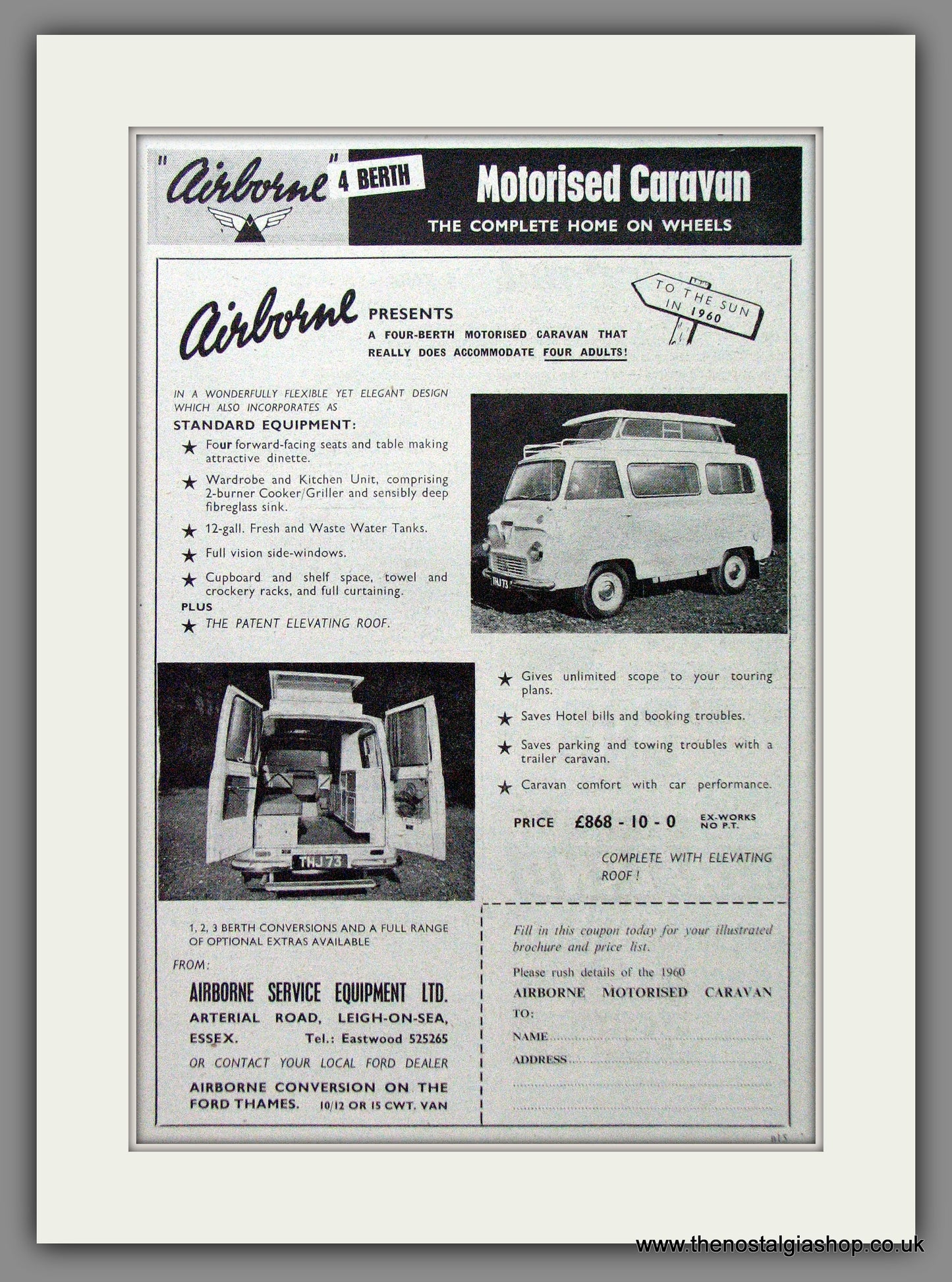 Airborne Moto-Caravan. 1960 Original Advert (ref AD53990)