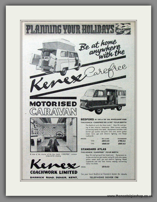Kenex Carefree Motorised Caravan. 1960 Original Advert (ref AD53996)