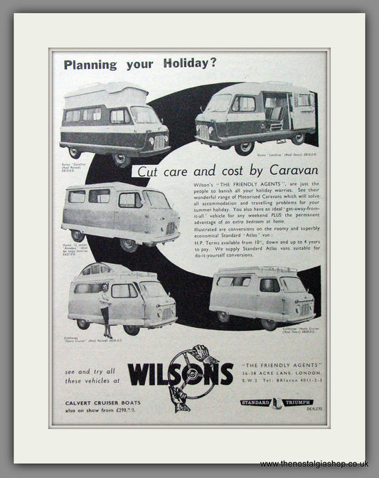 Wilsons Motor Caravan Centre. 1960 Original Advert (ref AD53992)