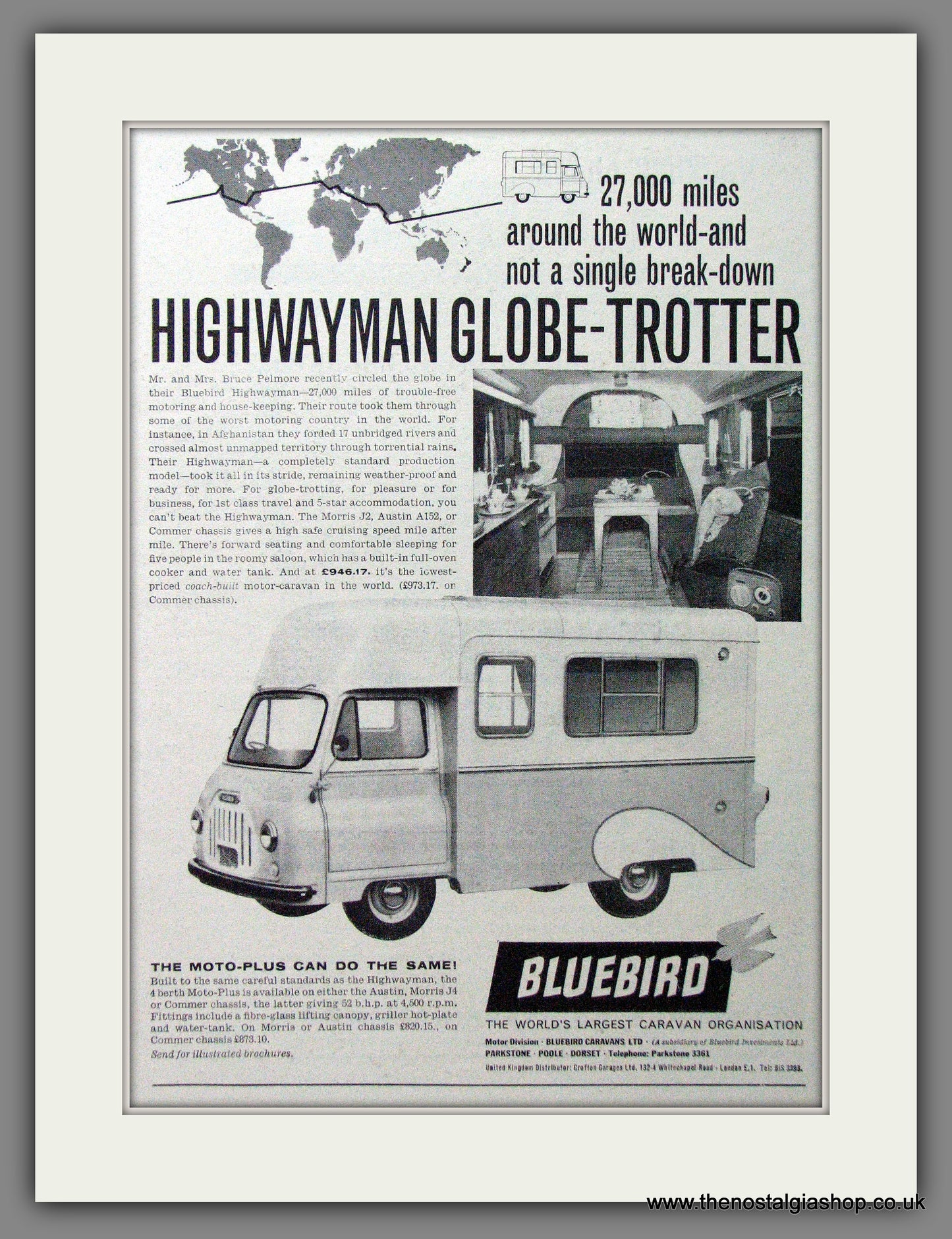 Bluebird Highwayman Motor Caravan. 1963 Original Advert (ref AD53997)
