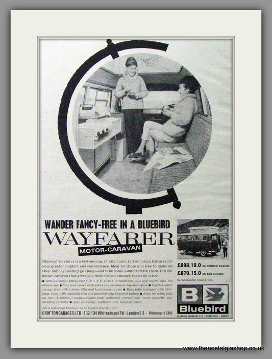 Bluebird Wayfarer Motor Caravan. 1965 Original Advert (ref AD54000)
