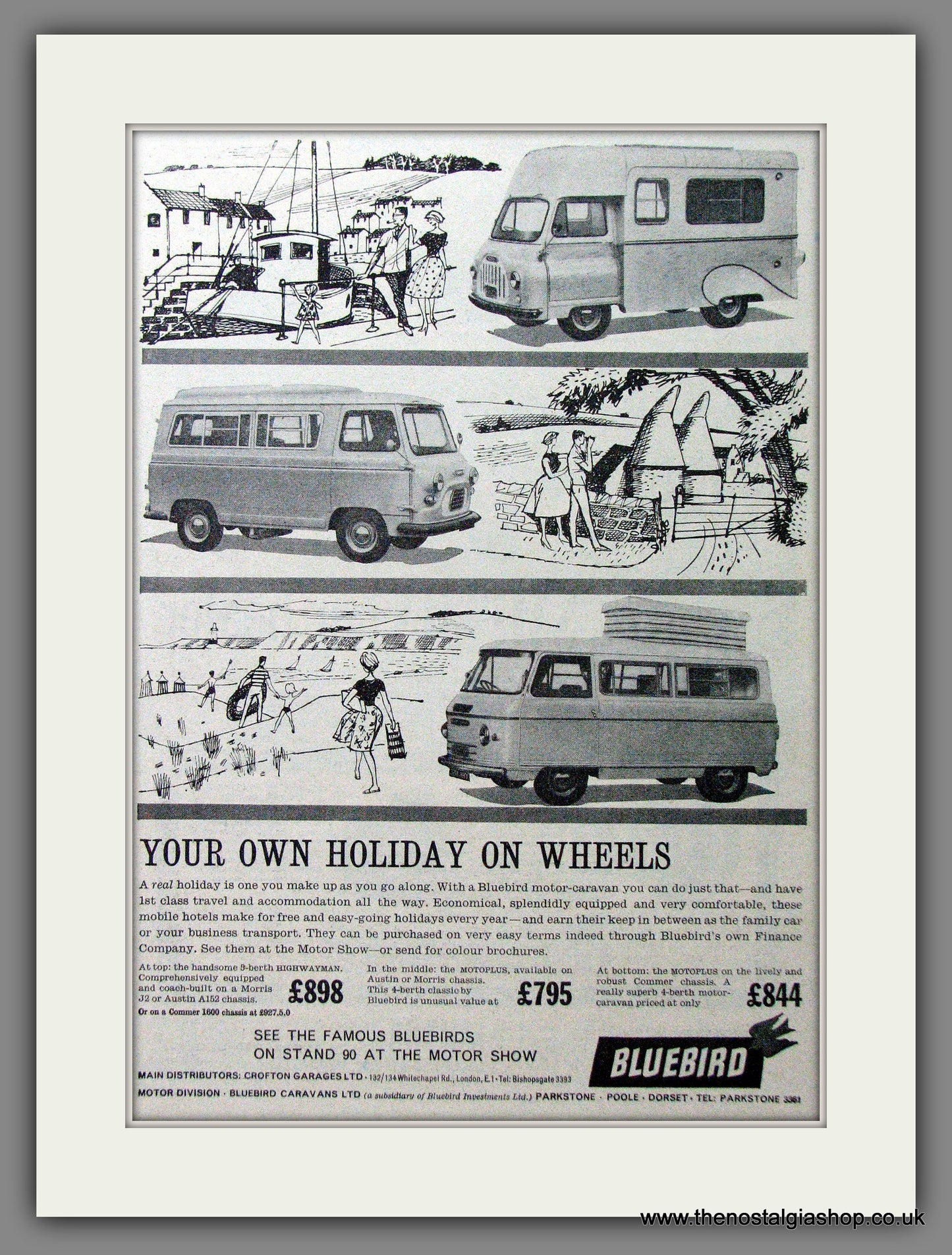 Bluebird Range of Motor Caravans. 1962 Original Advert (ref AD54002)