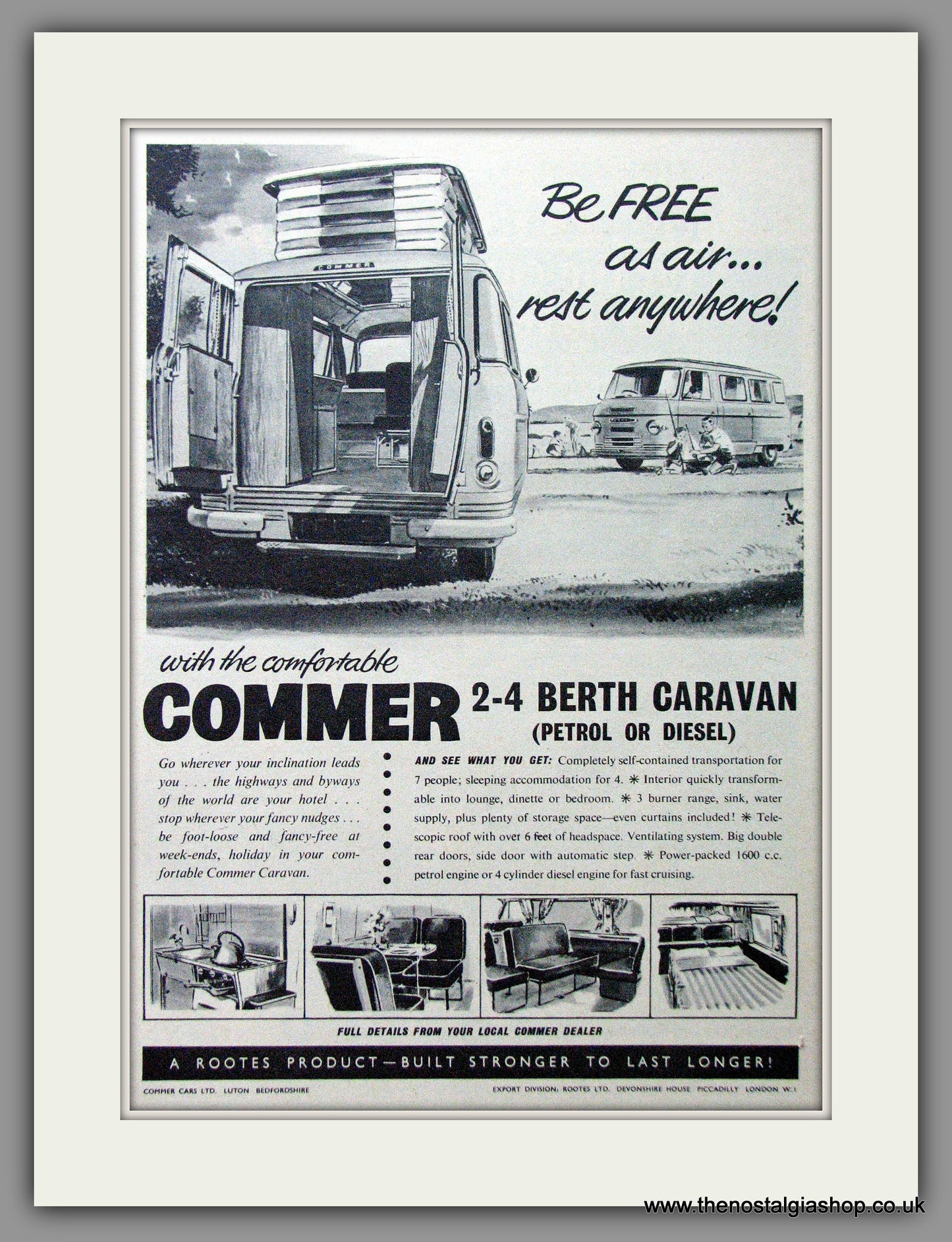 Commer Motorised Caravan. 1962 Original Advert (ref AD54009)
