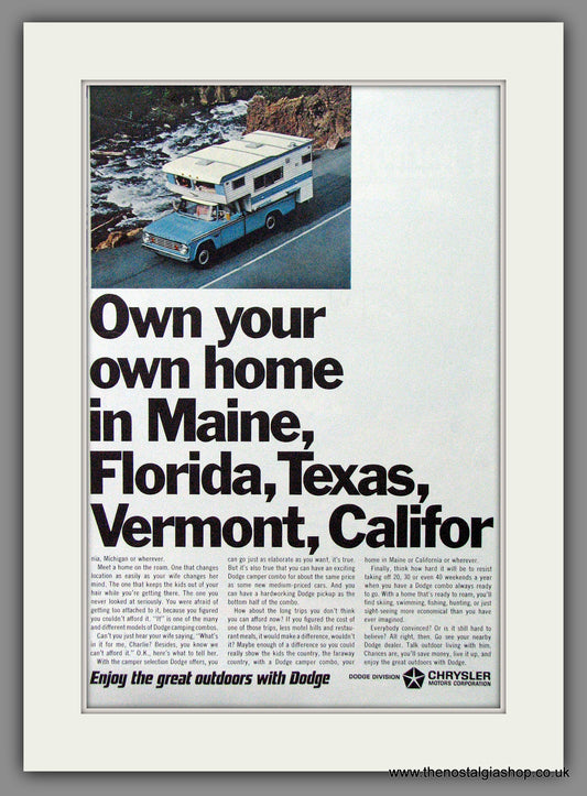 Dodge Motorised Caravan. 1966 Original Advert (ref AD54012)