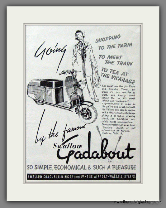 Swallow Gadabout Scooter. Original Advert 1950 (ref AD54031)