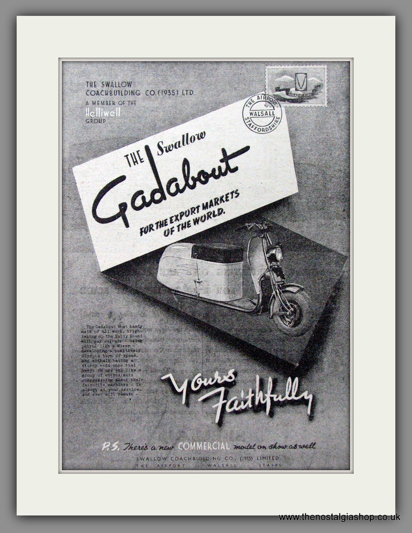 Swallow Gadabout Scooter. Original Advert 1948 (ref AD54032)