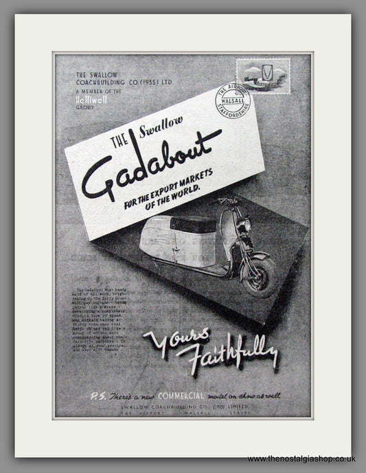 Swallow Gadabout Scooter. Original Advert 1948 (ref AD54032)