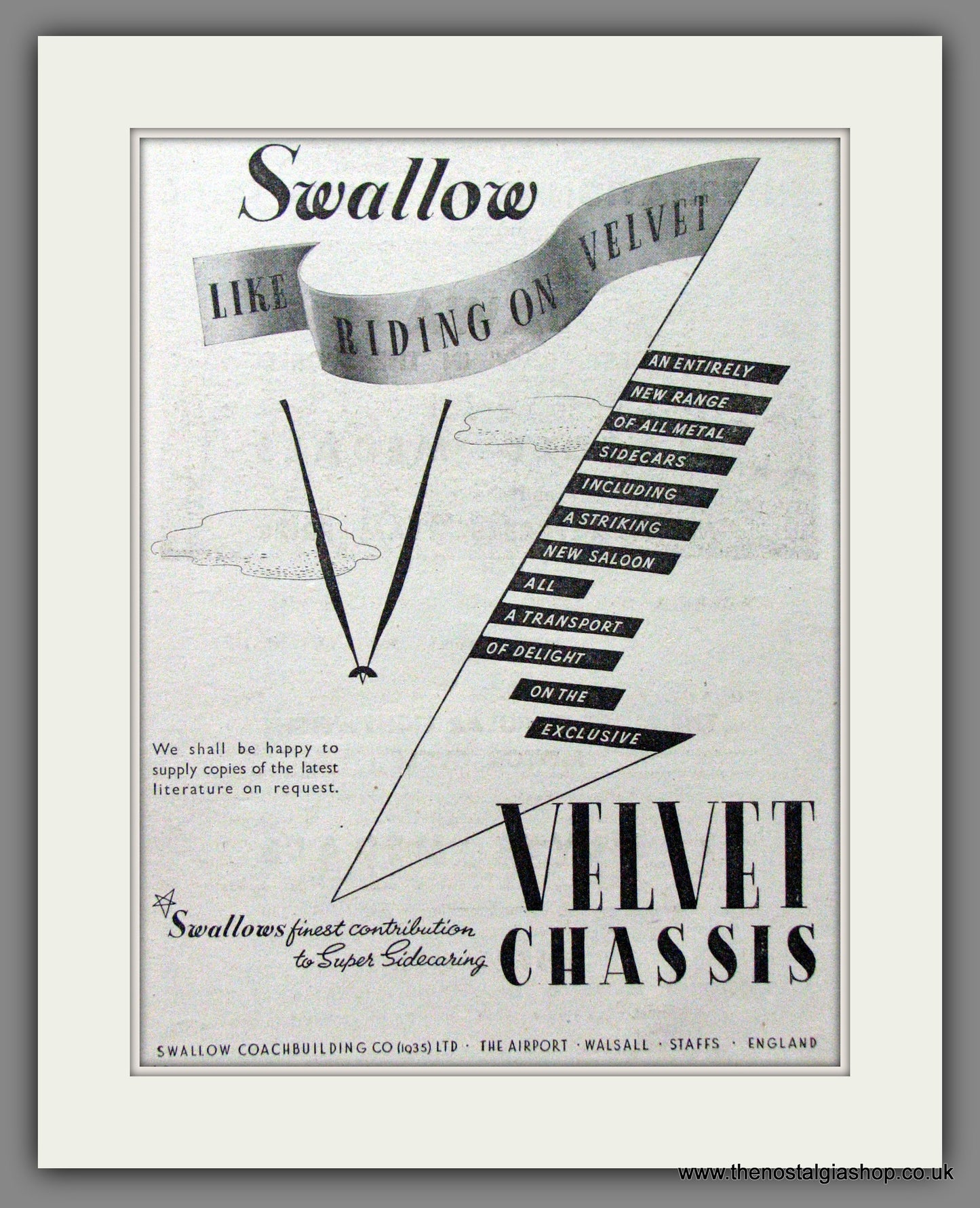 Swallow Scooters, Like Riding On Velvet. Original Advert 1948 (ref AD54033)