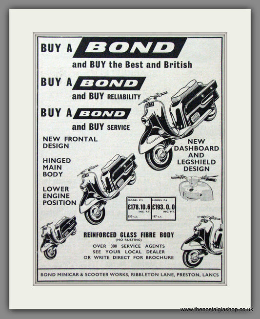 Bond Scooters. Original Advert 1959 (ref AD54169)